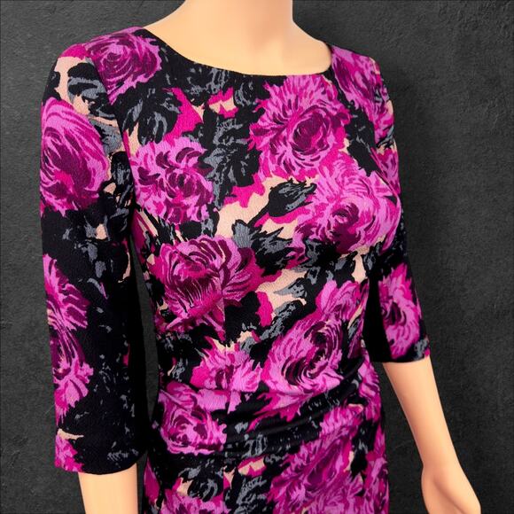 Tracy Reese Womens Textured Silk Jacquard Cocktail Dress 6 Fuchsia Pink Floral - Picture 8 of 16